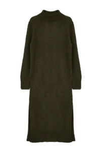 TRENDYOLMİLLA Khaki Midi Wide Pattern Soft textured Knit Dress - Image 6