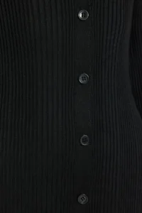 TRENDYOLMİLLA Black Midi Knitwear Polo Shirt Collar Dress - Image 4