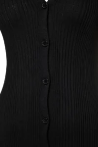 TRENDYOLMİLLA Black Midi Knitwear Polo Shirt Collar Dress - Image 7