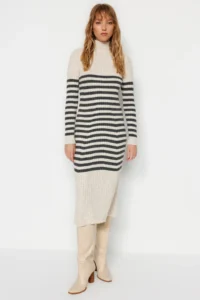 TRENDYOLMİLLA Stone Maxi Knitwear Striped Dress - Image 3