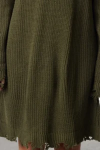 TRENDYOLMİLLA Khaki Short/Mini Wide Pattern Knit Dress with Flowing Detail - Image 2