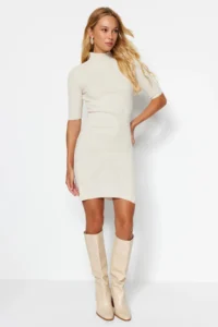 TRENDYOLMİLLA Stone Mini Knitwear Dog collar Dress