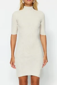 TRENDYOLMİLLA Stone Mini Knitwear Dog collar Dress - Image 4