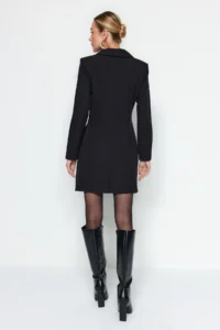 TRENDYOLMİLLA Black pleated Mini Weaving Jacket Dress - Image 5