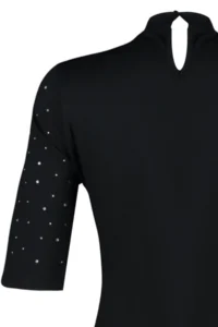 TRENDYOLMİLLA Black Stone Detailed Skater/Short Sleeve Mini Knitting Pen Dress - Image 7