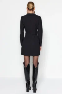 TRENDYOLMİLLA Black Button Detailed Mini Weaving Jacket Dress - Image 6