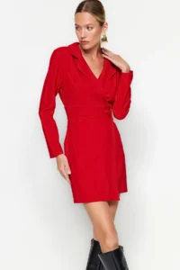 TRENDYOLMİLLA Rejection Button Detailed Mini Weaving Jacket Dress - Image 2