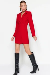TRENDYOLMİLLA Rejection Button Detailed Mini Weaving Jacket Dress - Image 3