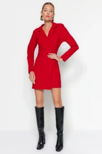 TRENDYOLMİLLA Rejection Button Detailed Mini Weaving Jacket Dress - Image 4