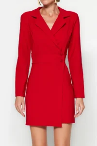 TRENDYOLMİLLA Rejection Button Detailed Mini Weaving Jacket Dress - Image 6