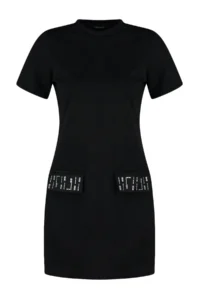 TRENDYOLMİLLA Black Crew Neck Stone Detailed shift/Plain Mini Suede Knitting Dress - Image 9
