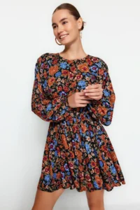 TRENDYOLMİLLA Multicolored Belted Skirt with flywheel Boho Viscose Weaving Dress - Image 3