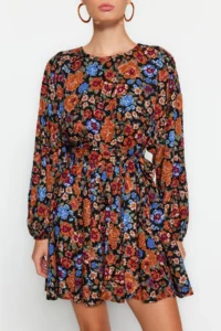 TRENDYOLMİLLA Multicolored Belted Skirt with flywheel Boho Viscose Weaving Dress - Image 4