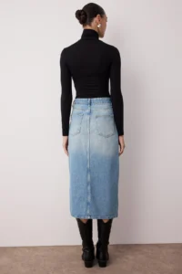 TRENDYOLMiLLA Mavi Front buttoned slit Midi denim Skirt - Image 4