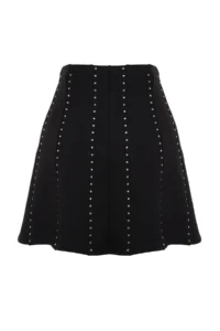 TRENDYOLMİLLA Black Stone with accessories Mini skater/Waisted Knitting Skirt - Image 8