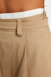 TRENDYOLMiLLA Beige Double Belt Detailed pleated Mini Weaving Skirt - Image 7