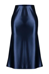 TRENDYOLMİLLA Indigo Satin A Cut/Life Form Midi Knitting Skirt - Image 14