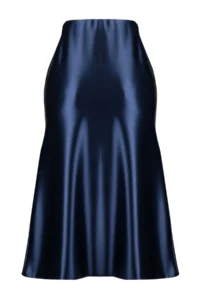 TRENDYOLMİLLA Indigo Satin A Cut/Life Form Midi Knitting Skirt - Image 15