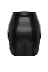 TRENDYOLMİLLA Black Faux Leather Cargo with pocket High Waist Bodycon Mini Skirt - Image 8