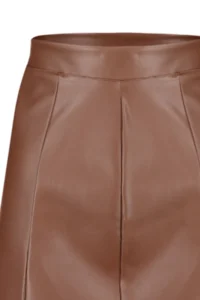 TRENDYOLMİLLA Brown Faux Leather High Waist Mini Knitting Skirt - Image 7