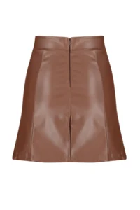 TRENDYOLMİLLA Brown Faux Leather High Waist Mini Knitting Skirt - Image 8