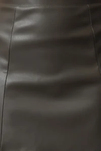 TRENDYOLMİLLA Khaki Faux Leather High Waist Skirt - Image 3