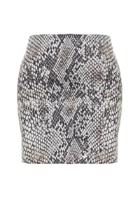 TRENDYOLMİLLA Multicolored Snakeskin Patterned High Waist slit interlock Mini Knitting Skirt - Image 8