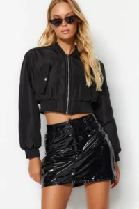 TRENDYOLMiLLA Black Shiny Faux Leather Mini Skirt