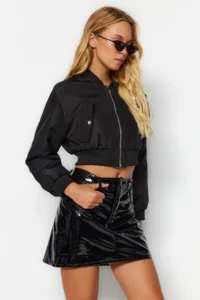 TRENDYOLMiLLA Black Shiny Faux Leather Mini Skirt - Image 2