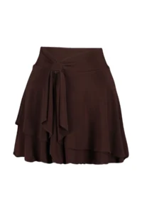 TRENDYOLMİLLA Brown Ruffle Detailed with flywheel Mini Flexible Knitting Skirt - Image 8