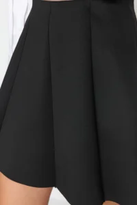 TRENDYOLMİLLA Black skater Mini with flywheel Knitting Skirt - Image 3