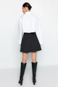 TRENDYOLMİLLA Black skater Mini with flywheel Knitting Skirt - Image 5