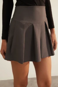 TRENDYOLMiLLA Anthracite Premium High Quality pleated Mini Size Weaving Skirt - Image 6
