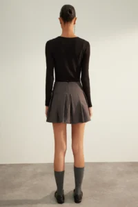 TRENDYOLMiLLA Anthracite Premium High Quality pleated Mini Size Weaving Skirt - Image 8
