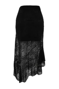 TRENDYOLMİLLA Black Asymmetric Midi Lined Lace Knitting Skirt - Image 9