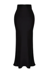 TRENDYOLMiLLA Black Fish Kesim Satin Maxi Size Weaving Skirt - Image 8