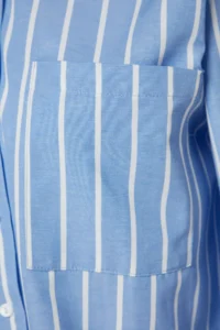 TRENDYOLMİLLA Mavi Striped with pocket Oversized/Wide Pattern Weaving Shirt - Image 8