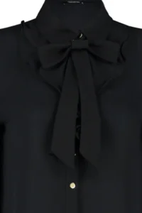 TRENDYOLMİLLA Black removable with bow Oversized Weaving Shirt - Image 7