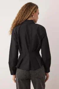 TRENDYOLMİLLA Black Fitted/Bele Oturan Weaving Shirt - Image 4