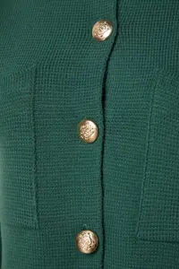 TRENDYOLMİLLA Green Button Detailed Jacket Look Knitwear Cardigan - Image 7