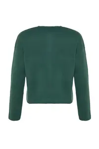 TRENDYOLMİLLA Green Button Detailed Jacket Look Knitwear Cardigan - Image 8