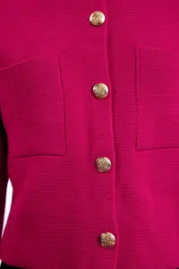 TRENDYOLMİLLA Fuchsia Button Detailed Jacket Look Knitwear Cardigan - Image 4