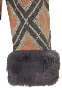 TRENDYOLMİLLA Beige Removable Faux Fur Glitter Crop Knitwear Cardigan - Image 7