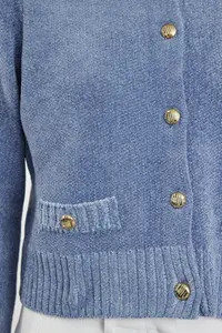 TRENDYOLMİLLA Mavi Crop Premium Yarn/Special Yarn Pocket Detail Knitwear Cardigan - Image 4