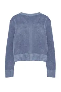 TRENDYOLMİLLA Mavi Crop Premium Yarn/Special Yarn Pocket Detail Knitwear Cardigan - Image 7