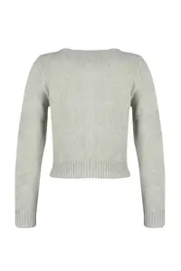 TRENDYOLMİLLA Gray Crop Premium Yarn/Special Yarn Pocket Detail Knitwear Cardigan - Image 8