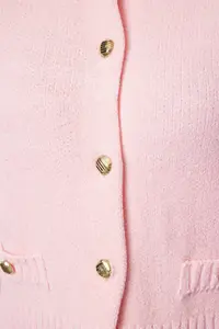 TRENDYOLMİLLA Pink Crop Premium Yarn/Special Yarn Pocket Detail Knitwear Cardigan - Image 4