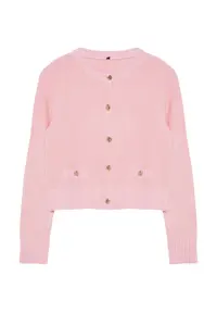 TRENDYOLMİLLA Pink Crop Premium Yarn/Special Yarn Pocket Detail Knitwear Cardigan - Image 6