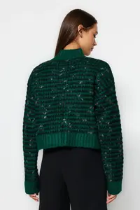 TRENDYOLMİLLA Green Soft textured gradient Knitwear Cardigan - Image 5