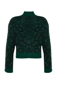 TRENDYOLMİLLA Green Soft textured gradient Knitwear Cardigan - Image 8